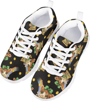 Running Shoes Casual Comfy Outdoor Sneakers for Boys Girls Lightweight Lace-Up Travel Shoes for Walking US Little Kid 11-13 Big Kid 1-5 White Sole