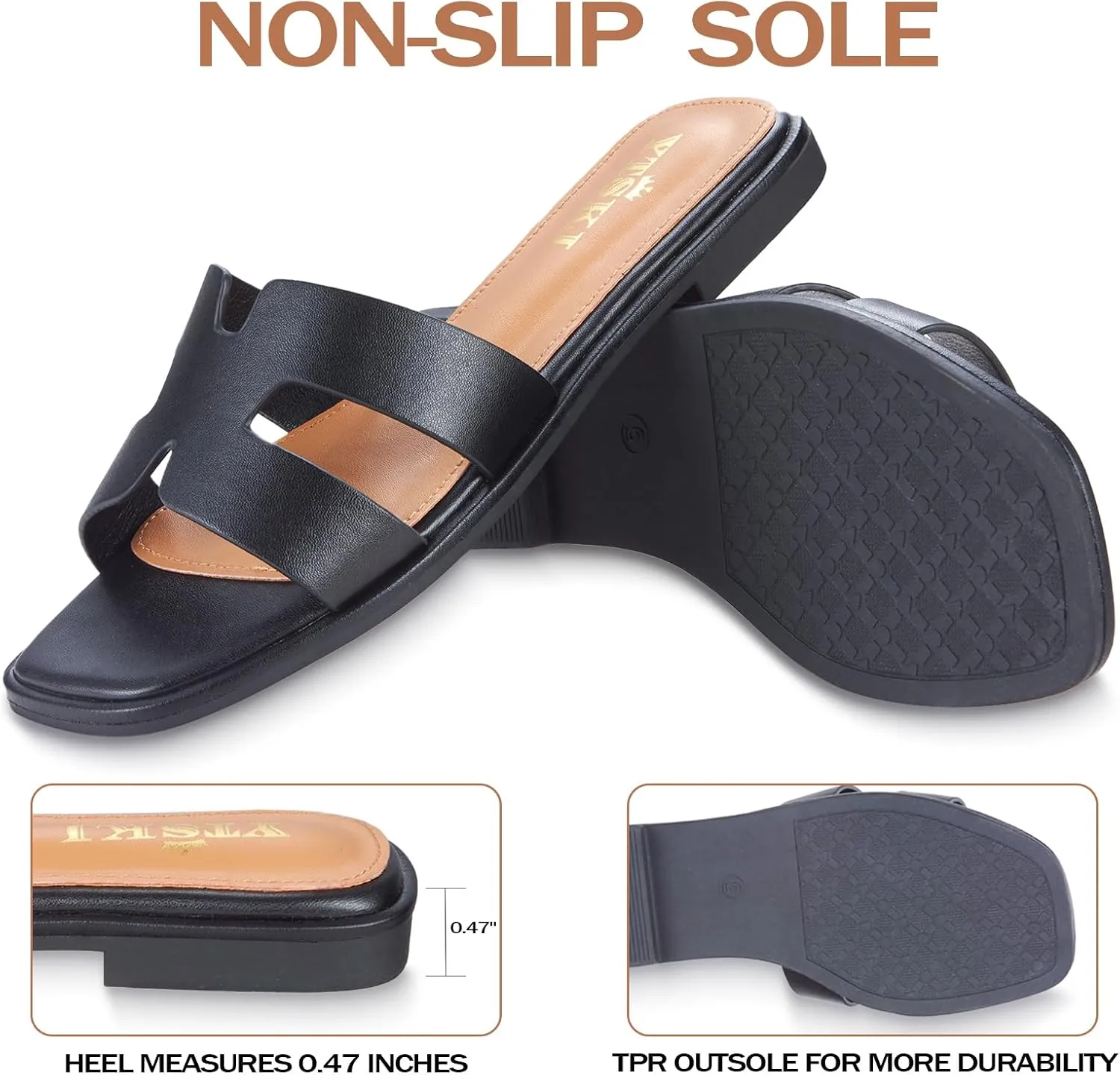 Sandals For Women 2025 Dressy Flat Slides Open Toe Sandals Comfortable Soft Leather Slides Slip On Ladies Casual Trendy Shoes