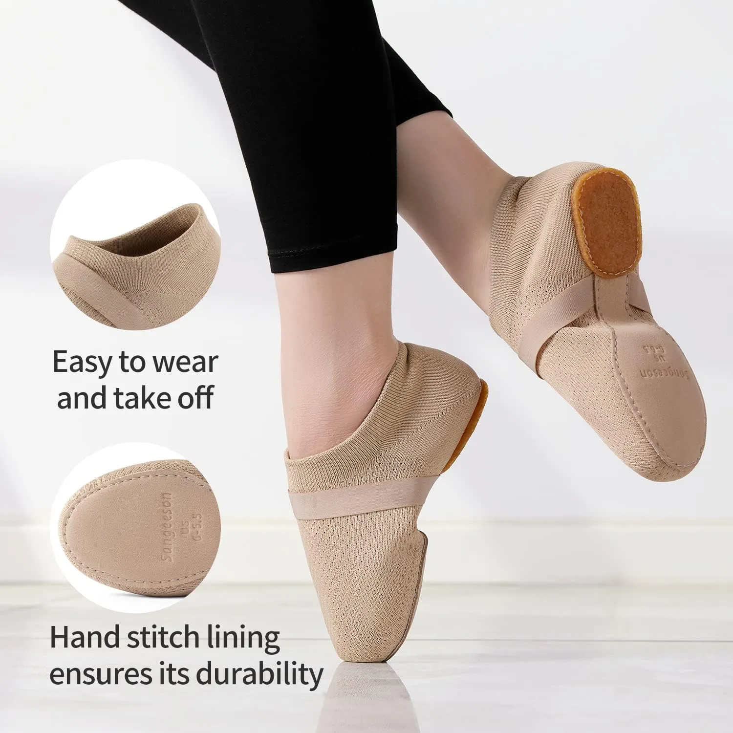 SANGEESON Jazz Shoe Slip-on for Women and Men's Dance Shoes