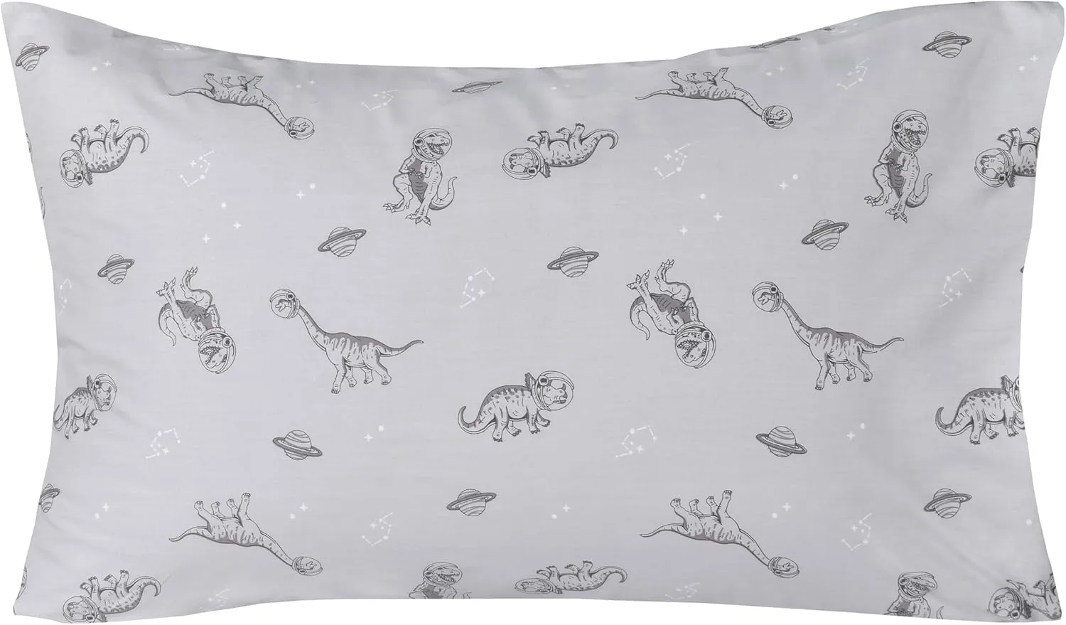 Scientific Sleep Gray Dinosaur Space Walk Universe Travel 100% Cotton 4 Pcs Twin Bed Sheet Set Kids Toddler Teen, Flat Sheet & Fitted Sheet & Pillowcase Kids Bedding Set Full