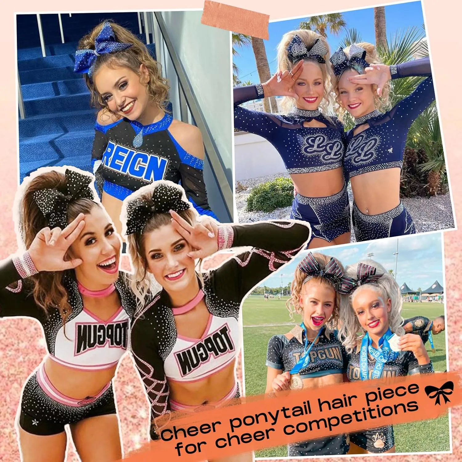 SEIKEA Cheer Ponytail Hair Piece, 14" Curly Cheerleader Hairpiece Ponytail Extension for Cheerleader Competition, Dance Blonde