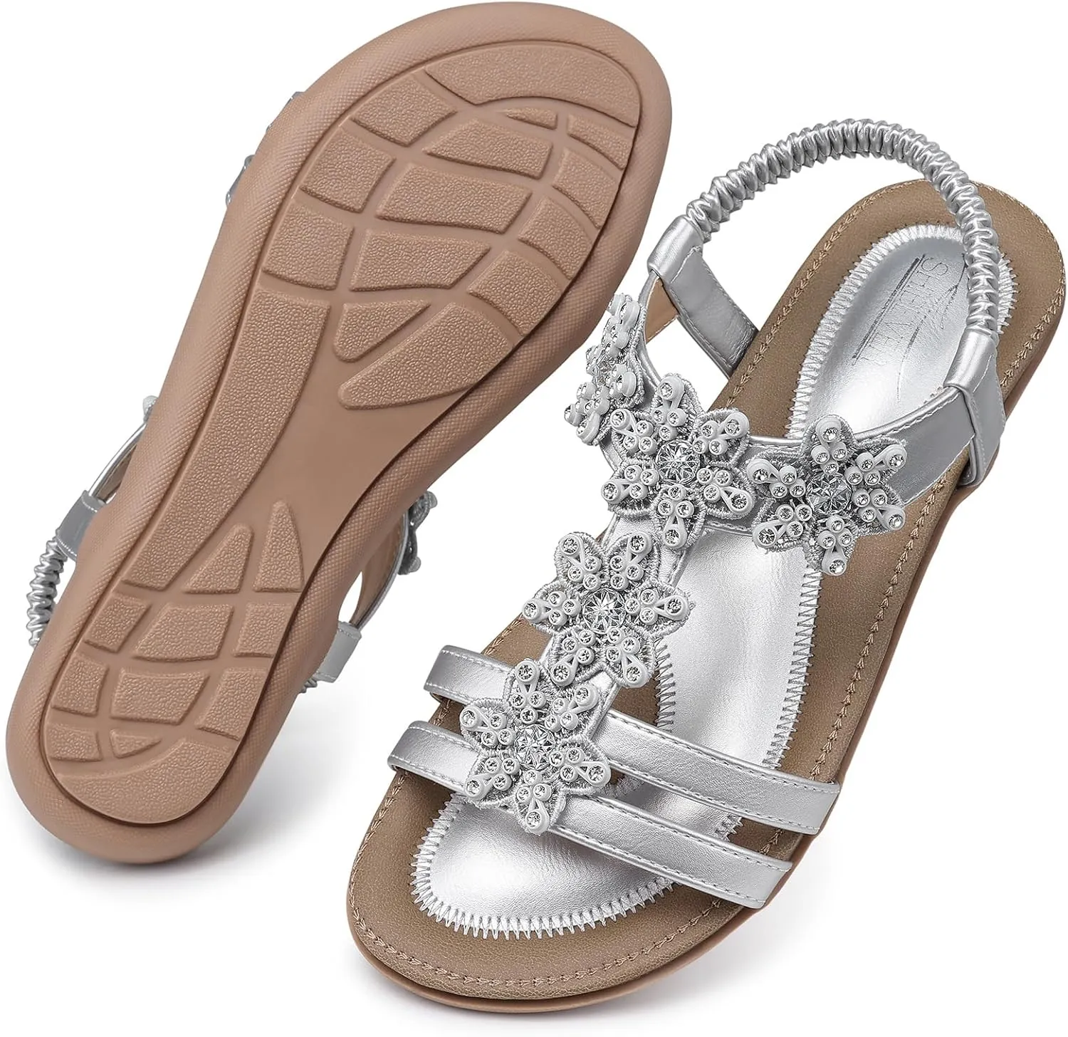 SHIBEVER Flat Sandals for Women Dressy: Summer Comfortable Ankle Strap Womens Sandal