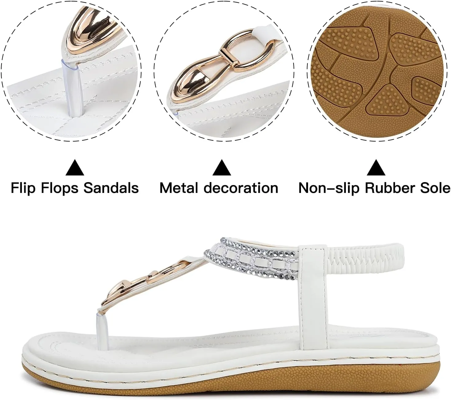 SHIBEVER Womens Sandals Dressy Summer: Women Comfortable Walking Flat Bohemian T-Strap Ladies Casual Comfy Sandals