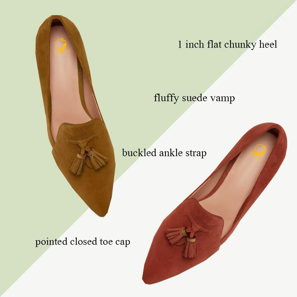 SHODENSE Women Tassel Loafer Flats Suede Slip On Pointed Closed Toe Flat Penny Loafers Dressy Ballerina Flats 4-11 M US