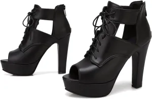SHODENSE Women Vintage Chunky Platform Loafers Shoes Open Peep Toe Lace Up Platform Sandals Booties Mesh Cutout High Block Heel Oxford Loafers Crocodile Zipper Buckle Caged Sandal Sexy Chic 4-15 M US