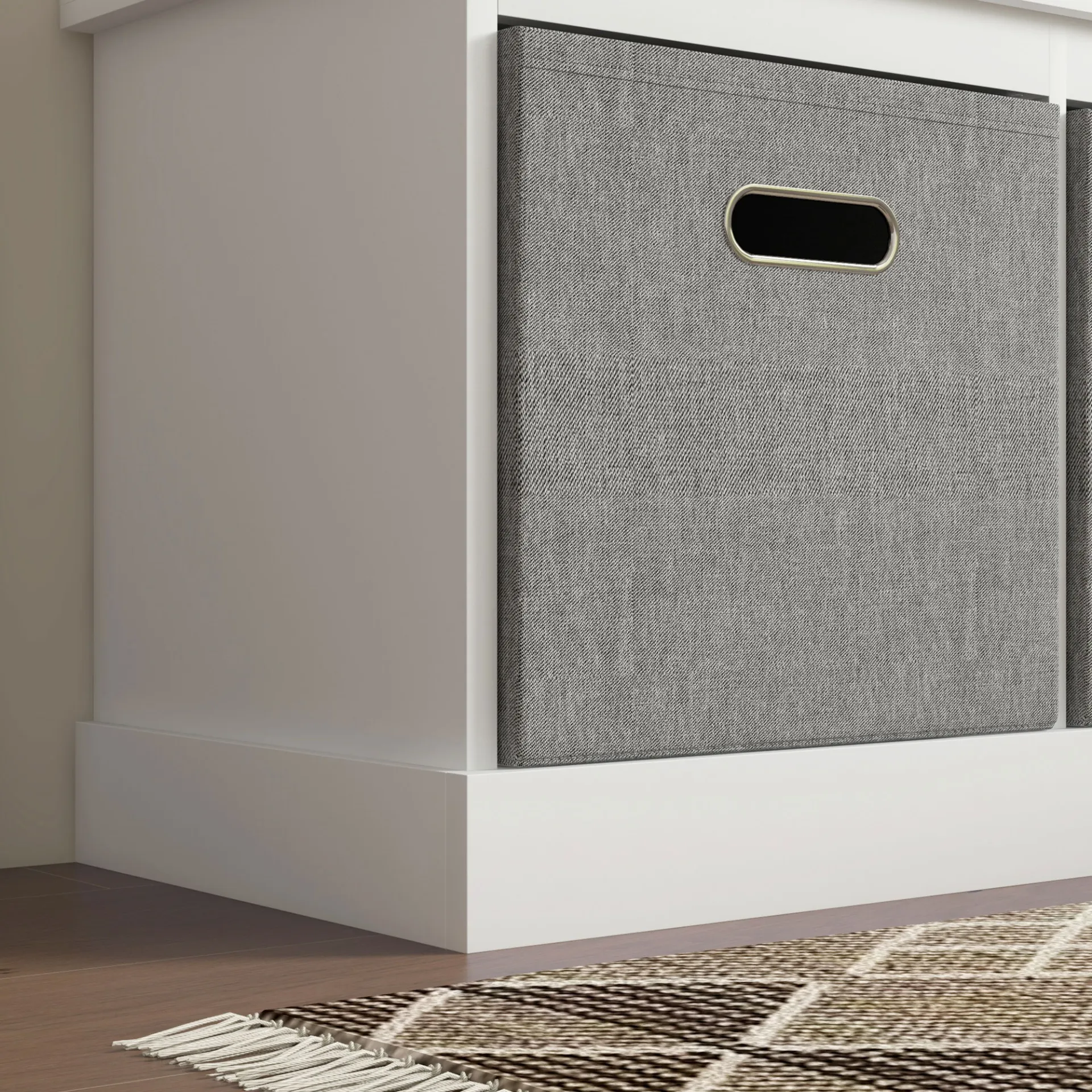 Shoe Bench with Seat, Shoe Storage Bench with Cushion and 3 Fabric Drawers for Entryway, Hallway, Living Room, Bedroom, White | HOMCOM