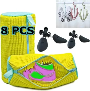 Shoe Washing Machine Bag, (8-PCS Complete Set for Easy Washing & Drying), Unbloo Reusable & Durable Laundry Shoe Bag for Washer & Dryer, Sneaker & Tennis Shoe Cleaning, Unstain Slippers, Gym Shoes