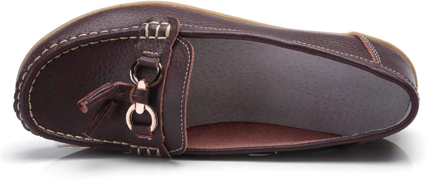 Shoes Loafers for Women Classic Leather Loafers Casual Slip-On Boat Shoes ComfortWalking Moccasins Soft Sole Shoes