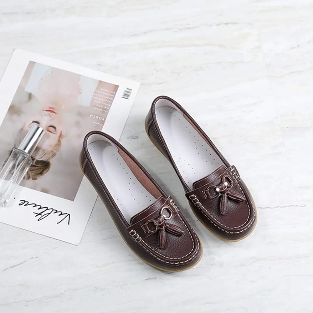 Shoes Loafers for Women Classic Leather Loafers Casual Slip-On Boat Shoes ComfortWalking Moccasins Soft Sole Shoes