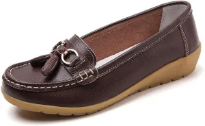 Shoes Loafers for Women Classic Leather Loafers Casual Slip-On Boat Shoes ComfortWalking Moccasins Soft Sole Shoes