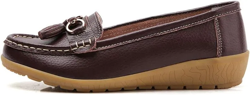 Shoes Loafers for Women Classic Leather Loafers Casual Slip-On Boat Shoes ComfortWalking Moccasins Soft Sole Shoes
