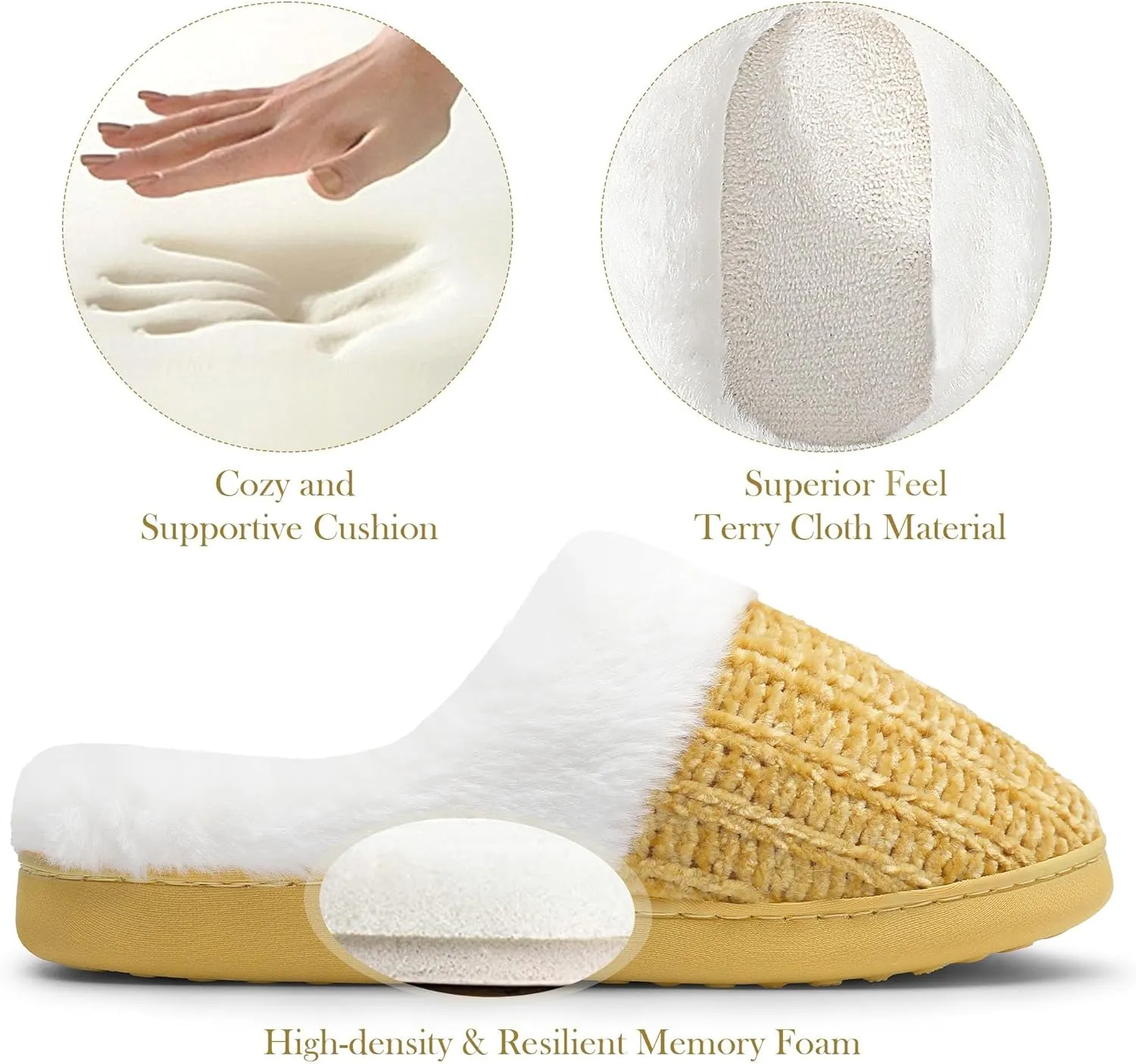 shoeslocker Women's Memory Foam Fuzzy Slippers Knit house shoe for Women Comfy Wool-Like Lined Slippers Indoor Outdoor