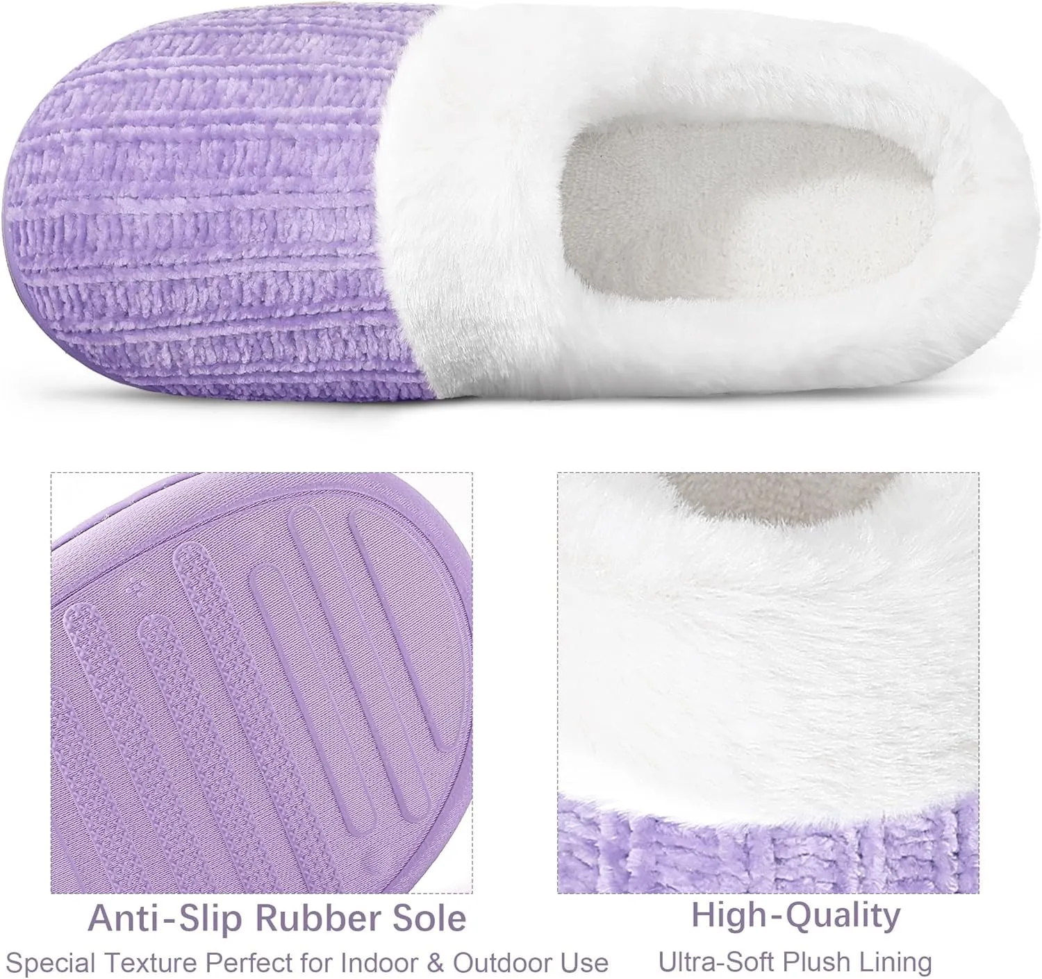 shoeslocker Women's Memory Foam Fuzzy Slippers Knit house shoe for Women Comfy Wool-Like Lined Slippers Indoor Outdoor