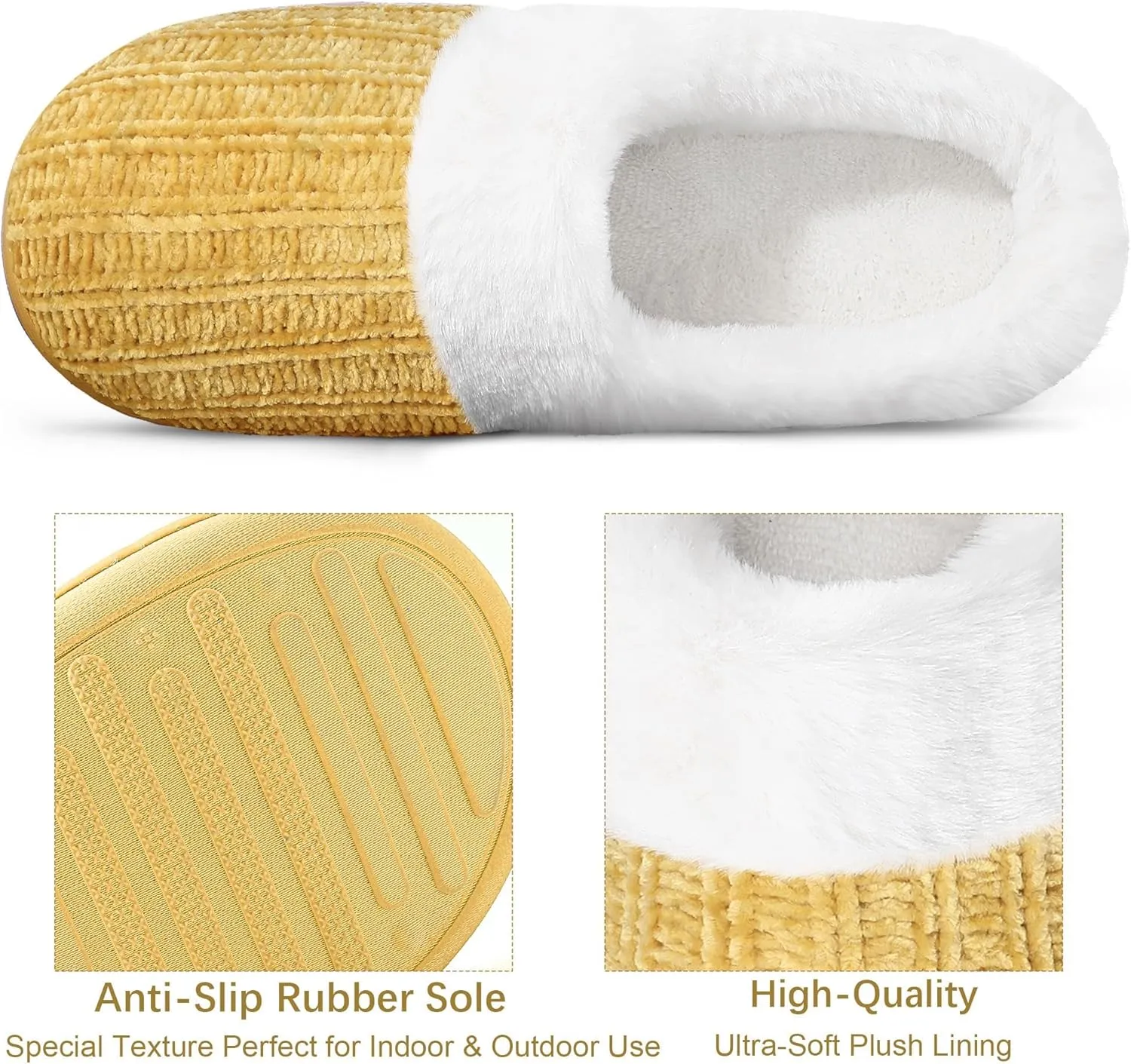 shoeslocker Women's Memory Foam Fuzzy Slippers Knit house shoe for Women Comfy Wool-Like Lined Slippers Indoor Outdoor