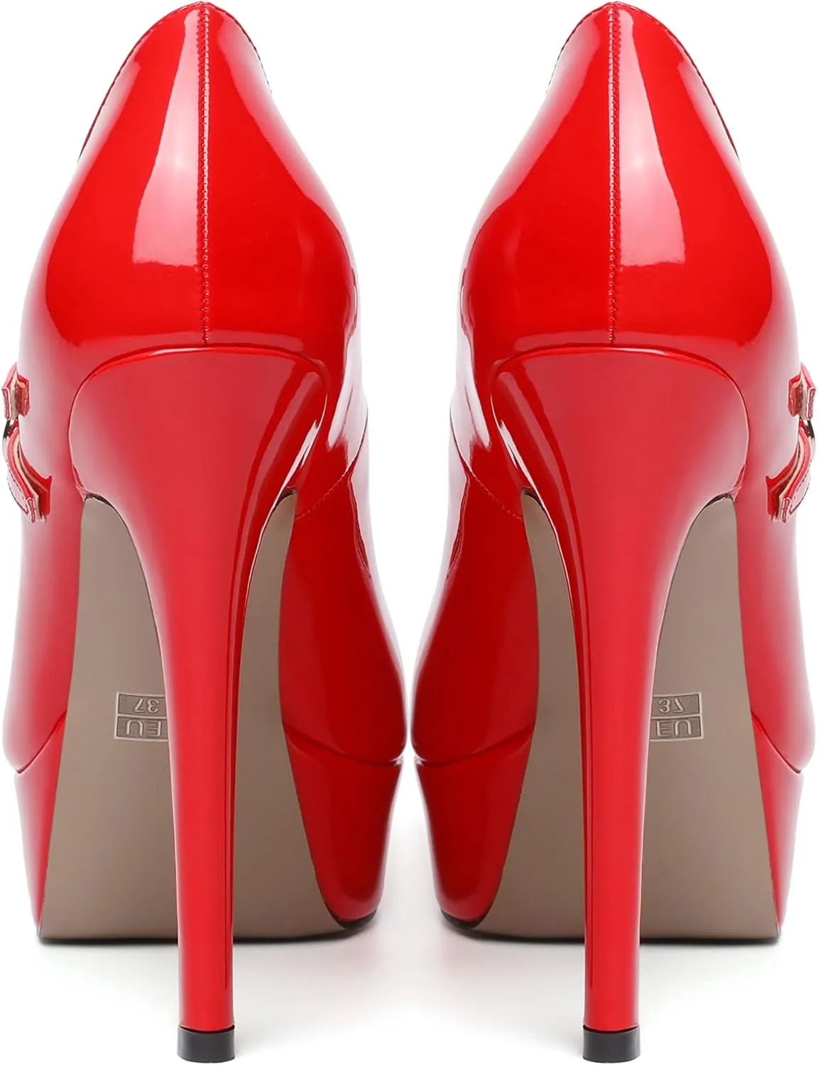 SHOWFOREST Womens Sexy Adjustable Strap Slip On Party Patent Round Toe Stiletto High Heel Pumps Shoes 5 Inch