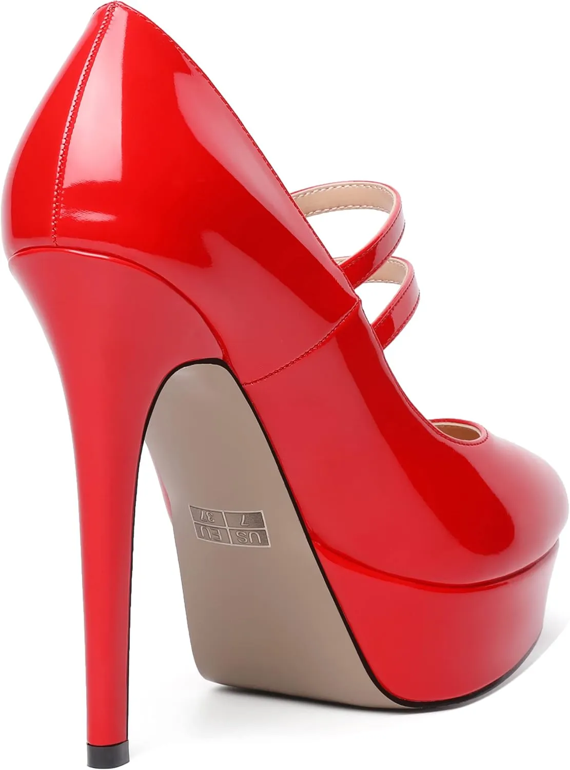 SHOWFOREST Womens Sexy Adjustable Strap Slip On Party Patent Round Toe Stiletto High Heel Pumps Shoes 5 Inch