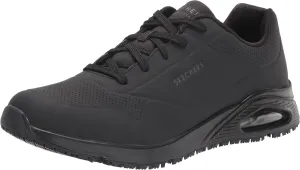 Skechers Men's Work Uno SR Sutal Lace Up Skech AIR 200054 P Food Service Shoe, Black, 9.5