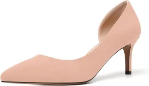 SKYSTERRY Womens Dress Slip On Wedding Suede Pointed Toe Stiletto Mid Heel Pumps Shoes 2.5 Inch