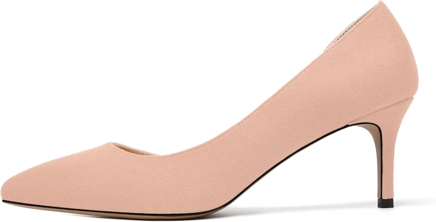 SKYSTERRY Womens Dress Slip On Wedding Suede Pointed Toe Stiletto Mid Heel Pumps Shoes 2.5 Inch