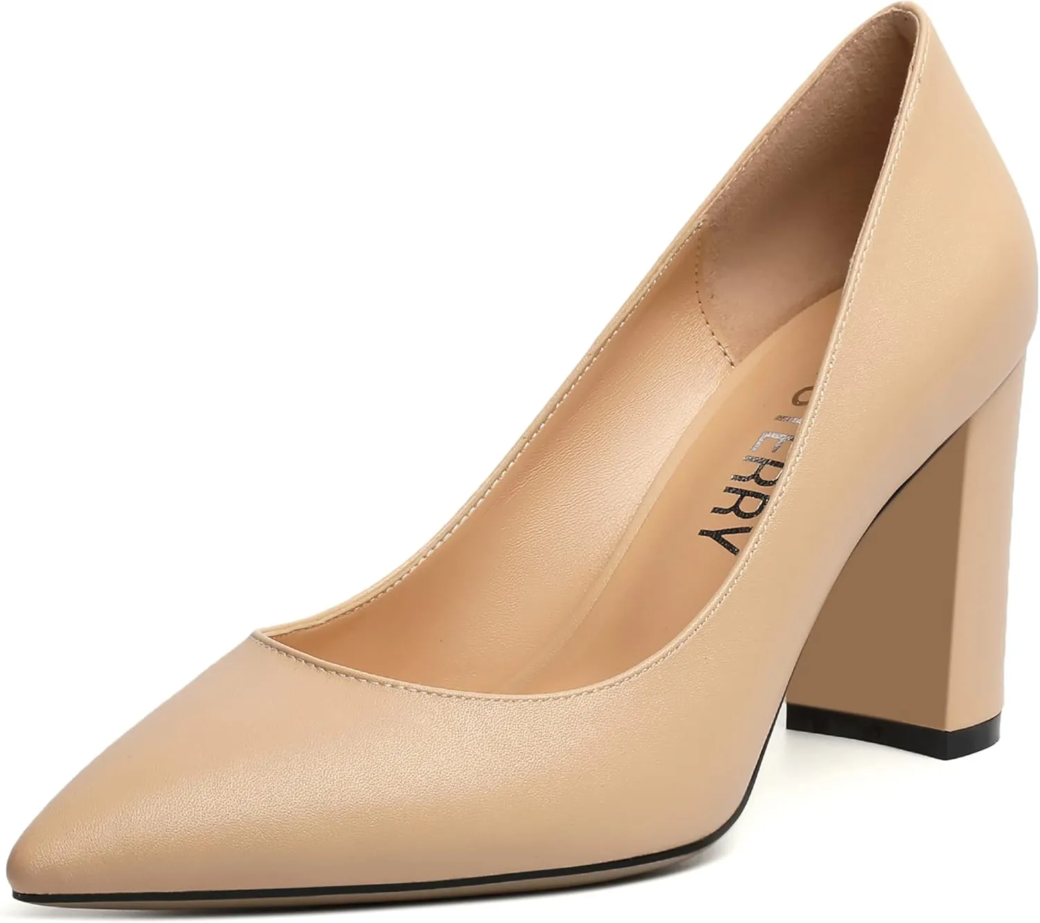 SKYSTERRY Womens Pointed Toe Solid Patent Sexy Wedding Slip On Block High Heel Pumps Shoes 3.3 Inch