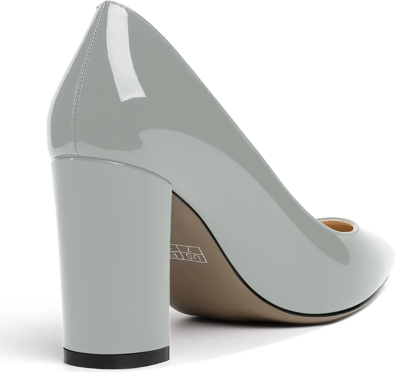 SKYSTERRY Womens Pointed Toe Solid Patent Sexy Wedding Slip On Block High Heel Pumps Shoes 3.3 Inch