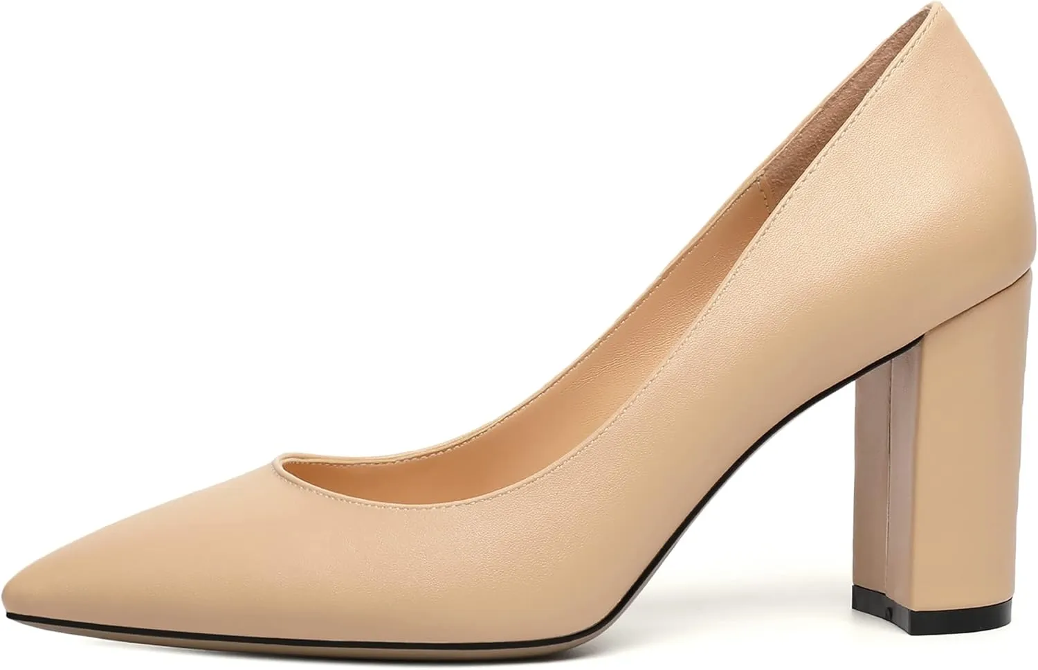 SKYSTERRY Womens Pointed Toe Solid Patent Sexy Wedding Slip On Block High Heel Pumps Shoes 3.3 Inch