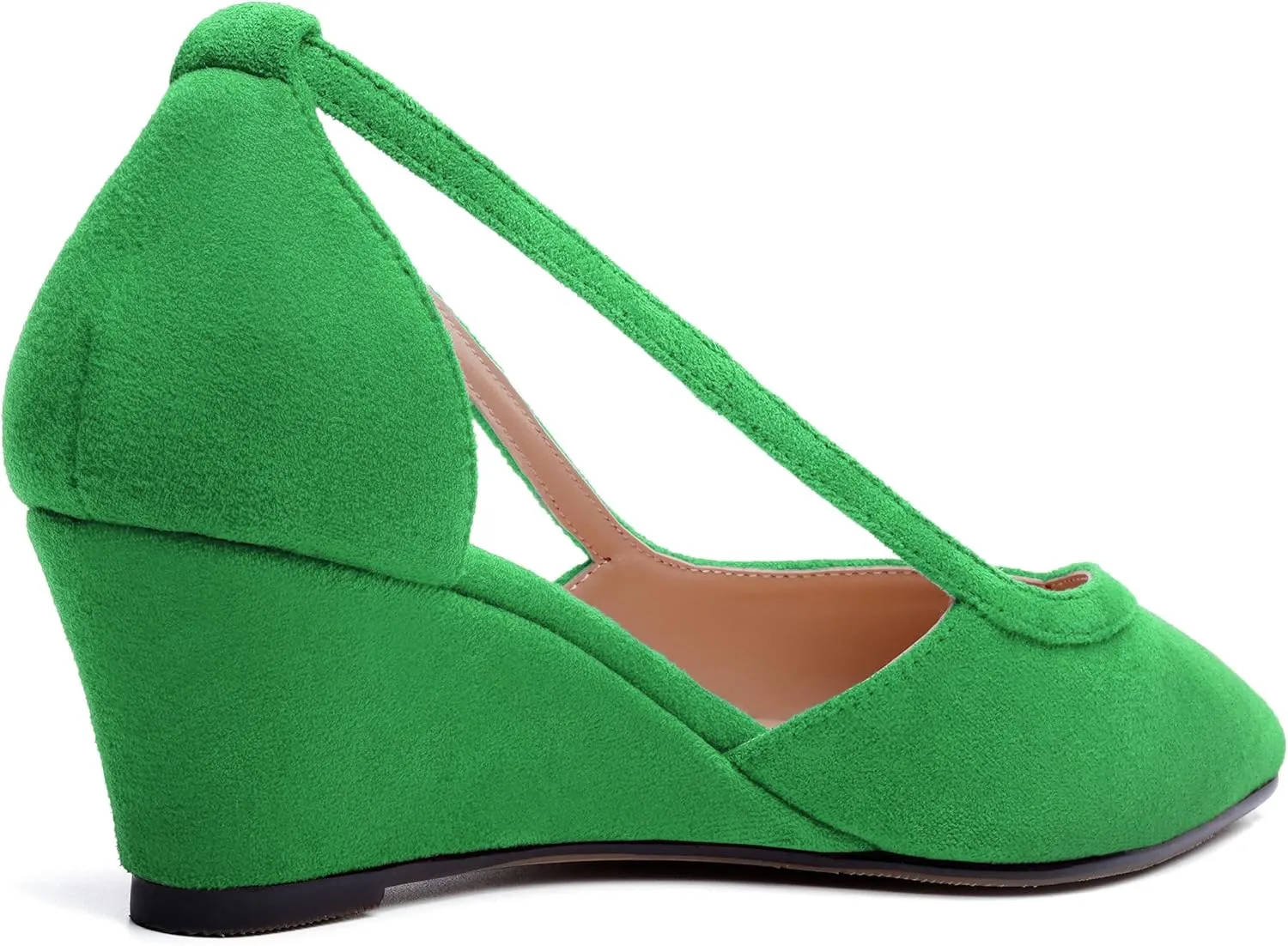 SKYSTERRY Womens Wedding Suede Slip On Pointed Toe Dress Wedge Low Heel Pumps Shoes 2 Inch