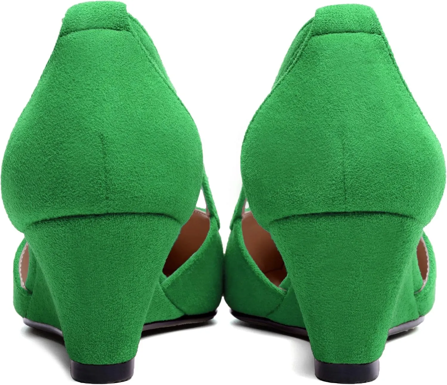 SKYSTERRY Womens Wedding Suede Slip On Pointed Toe Dress Wedge Low Heel Pumps Shoes 2 Inch
