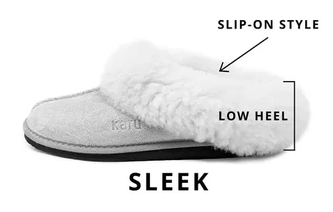 Sleek Sheepskin Wool Slipper in Sand with White Collar