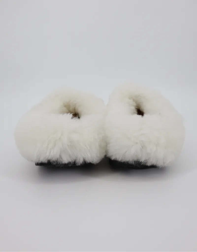 Sleek Sheepskin Wool Slipper in Sand with White Collar