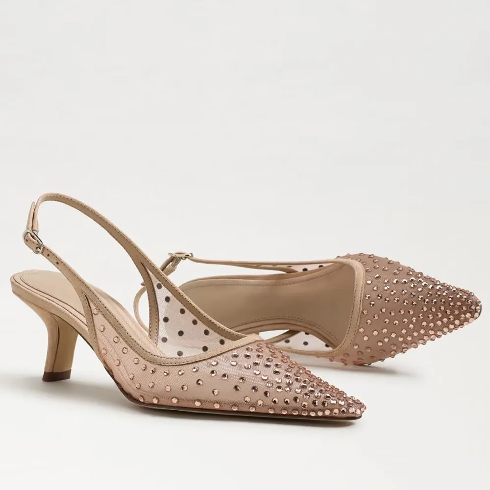 Slingback Pumps for Women Pointed Toe Heels Slip on Kitten Heels Sandals Dress Party Wedding