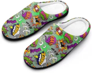 Sloth Happy Halloween Slippers For Women Men Memory Foam Cotton House Clog Slippers Comfy Slip-On Shoes Indoor Outdoor