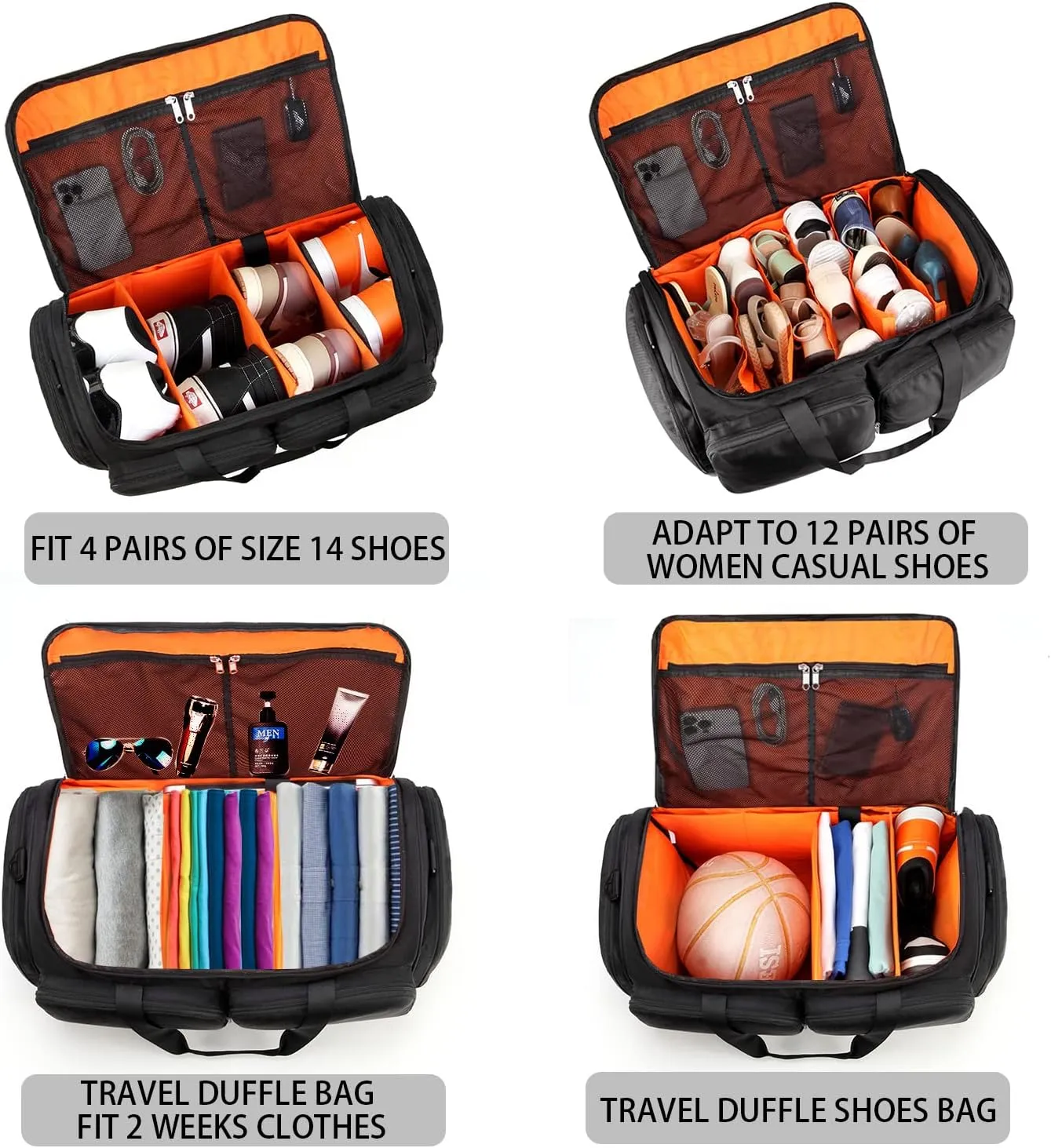 Sneaker Bag Travel Shoes Duffel Bag Men Women Gym Sport Luggage Duffle Carrying Case Bag Divider Adjustable Compartment Portable Soccer Athletic Shoes Carrier Heavy Duty Traveling Accessories