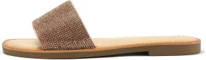 Soda JUSTICE ~ Women Casual Rhinestones Crystal Jewel Comfort Flip Flop Fashion Slide Flat Sandals