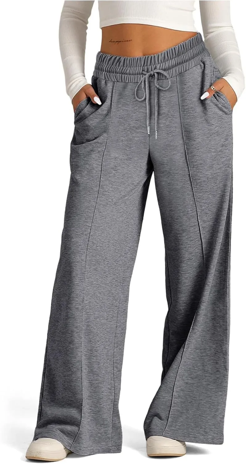 SOFIA'S CHOICE Women's High Waist Drawstring Sweatpants with Pockets Loose Straight Leg Lounge Pant