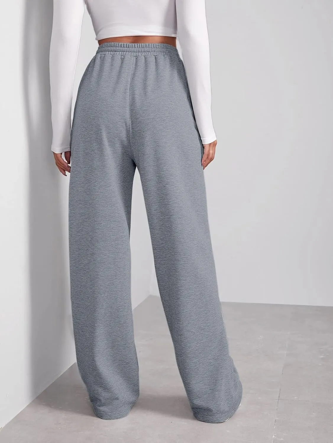 SOFIA'S CHOICE Women's High Waist Drawstring Sweatpants with Pockets Loose Straight Leg Lounge Pant