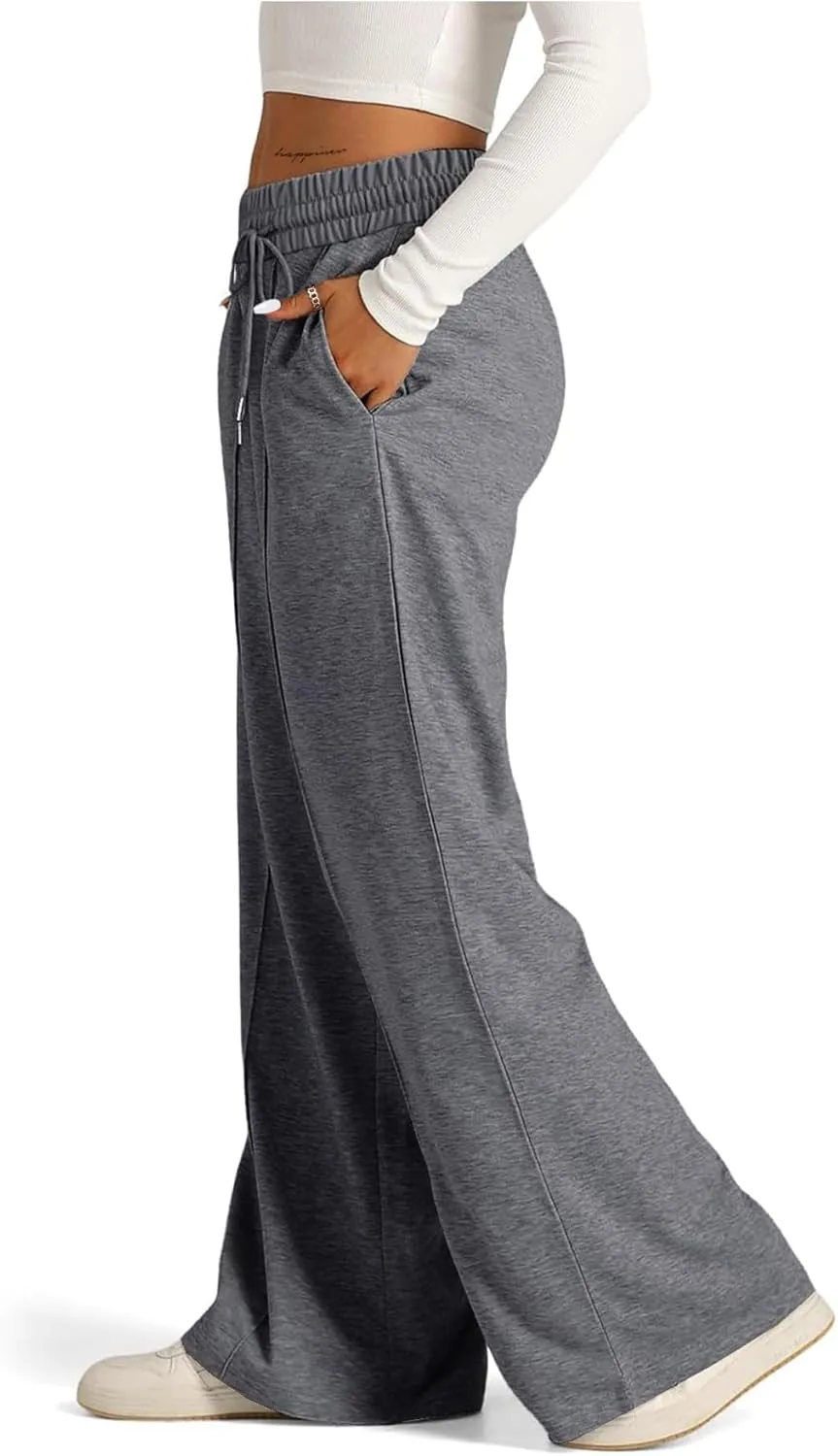 SOFIA'S CHOICE Women's High Waist Drawstring Sweatpants with Pockets Loose Straight Leg Lounge Pant