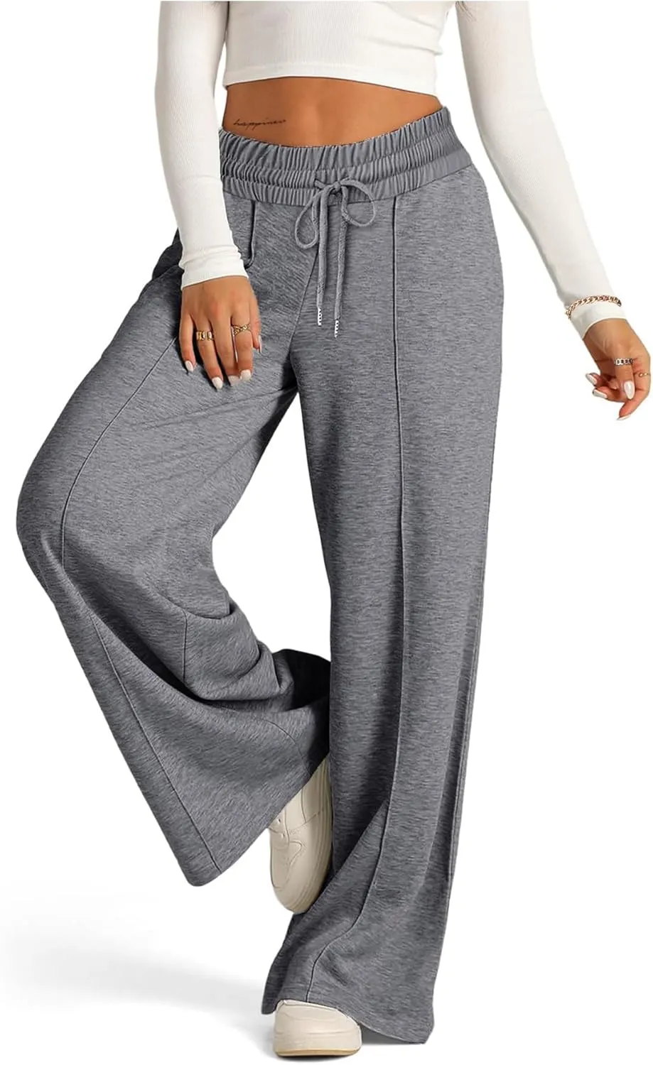 SOFIA'S CHOICE Women's High Waist Drawstring Sweatpants with Pockets Loose Straight Leg Lounge Pant