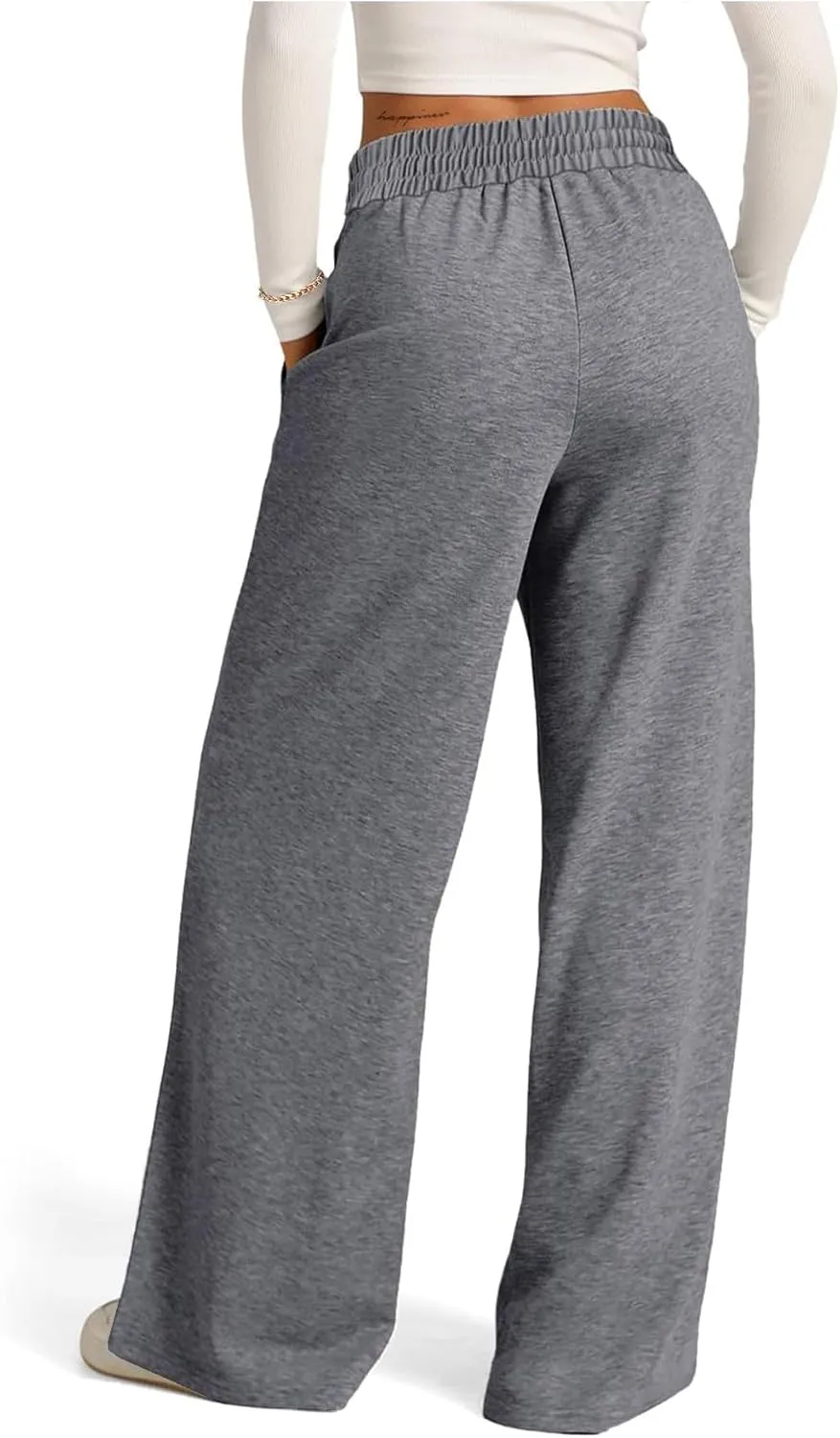 SOFIA'S CHOICE Women's High Waist Drawstring Sweatpants with Pockets Loose Straight Leg Lounge Pant