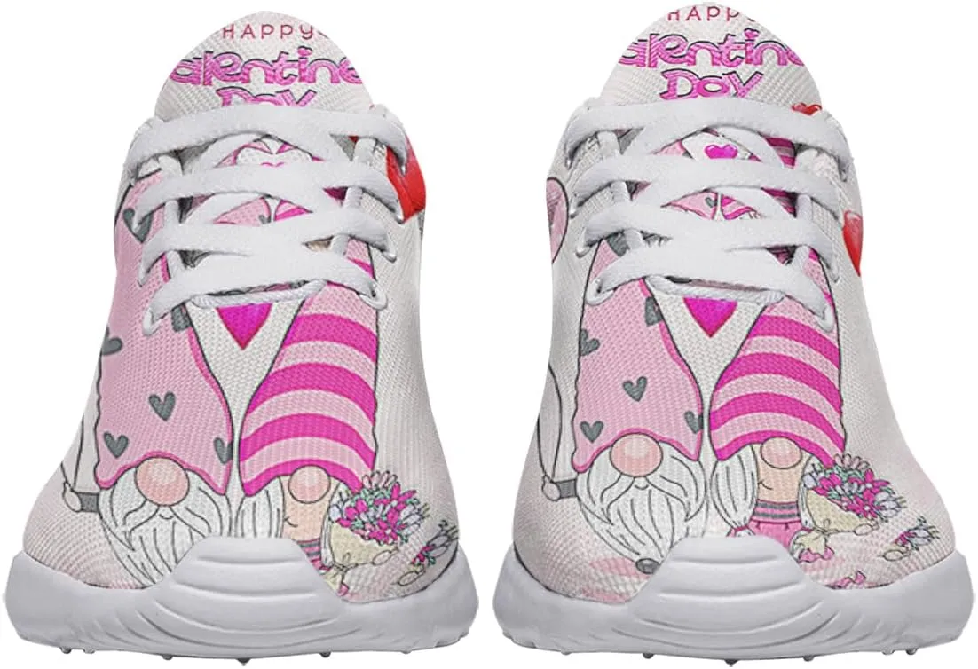 Sonzj-II Happy Valentine's Day Shoes for Women Anti-Slip Lace Up Athletic Walking Running Sneakers