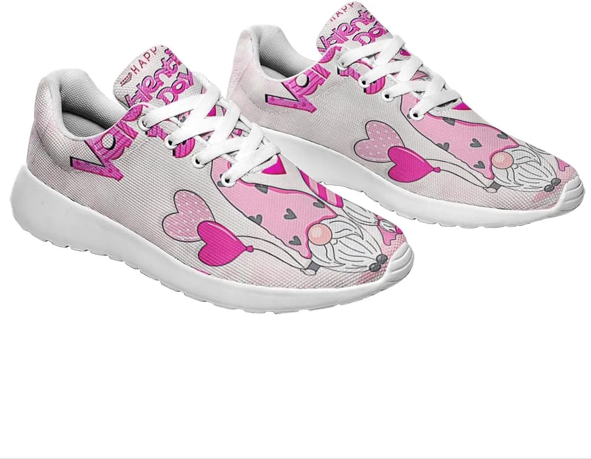 Sonzj-II Happy Valentine's Day Shoes for Women Anti-Slip Lace Up Athletic Walking Running Sneakers