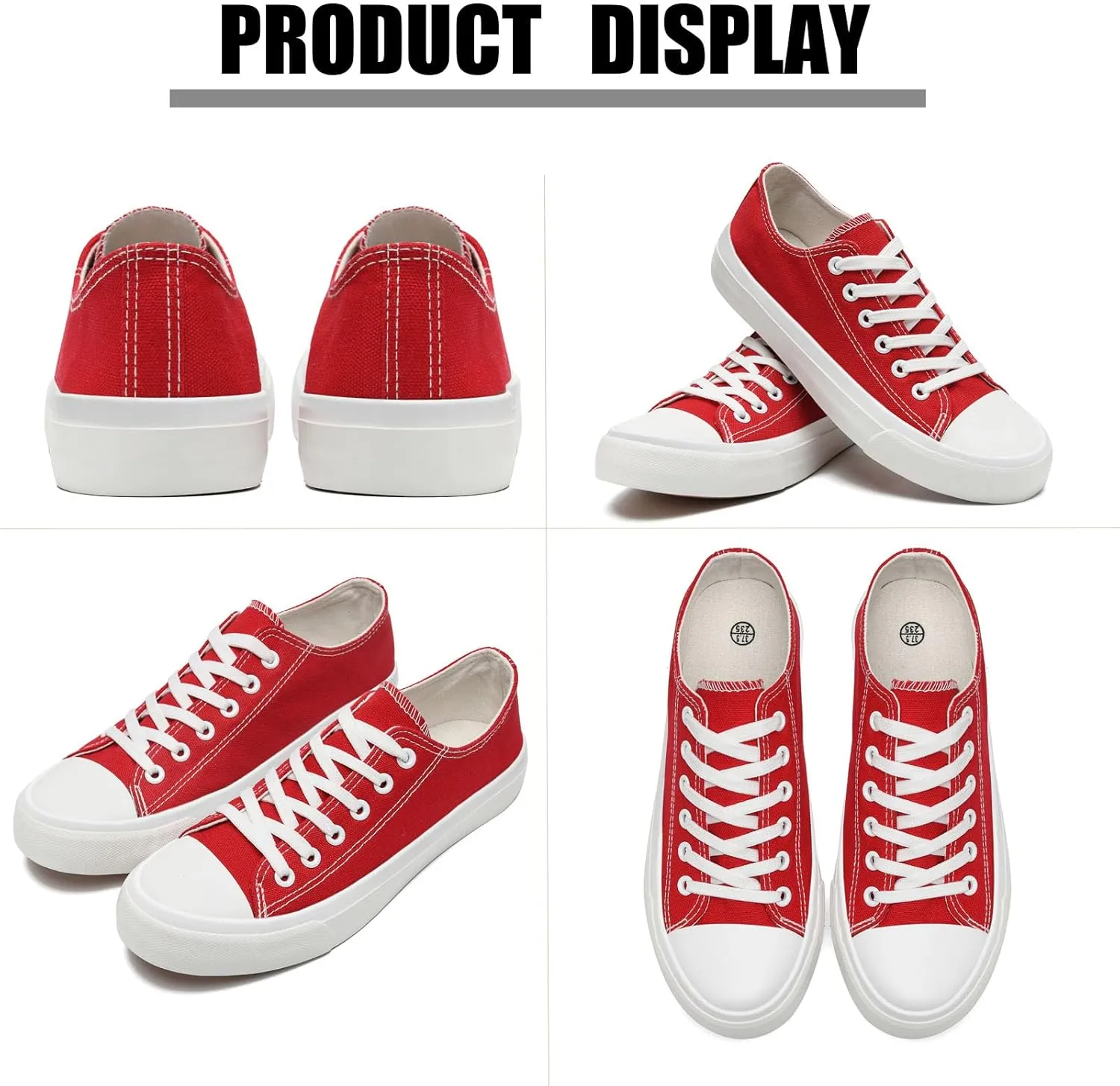 Soofylia Women's Canvas Fashion Sneakers, Grey, Flat Heel, Lace-Up, Lightweight, Breathable, Casual, Summer, Skateboarding