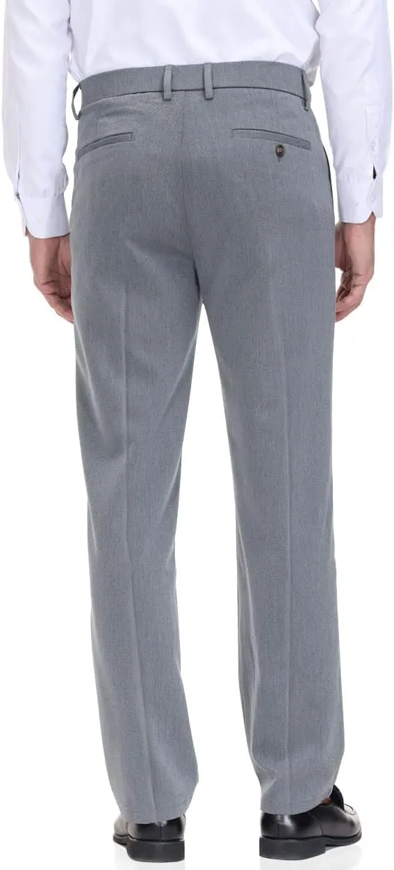 Soojun Men's Classic Fit Flex Waist Flat Front Dress Pant