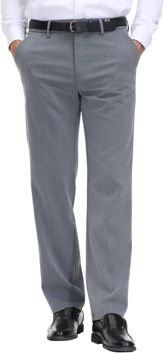 Soojun Men's Classic Fit Flex Waist Flat Front Dress Pant