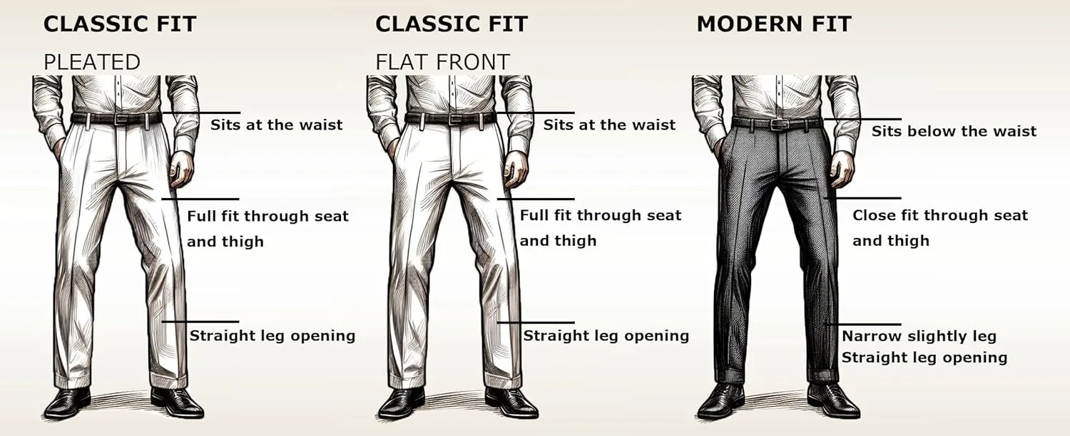Soojun Men's Classic Fit Flex Waist Flat Front Dress Pant