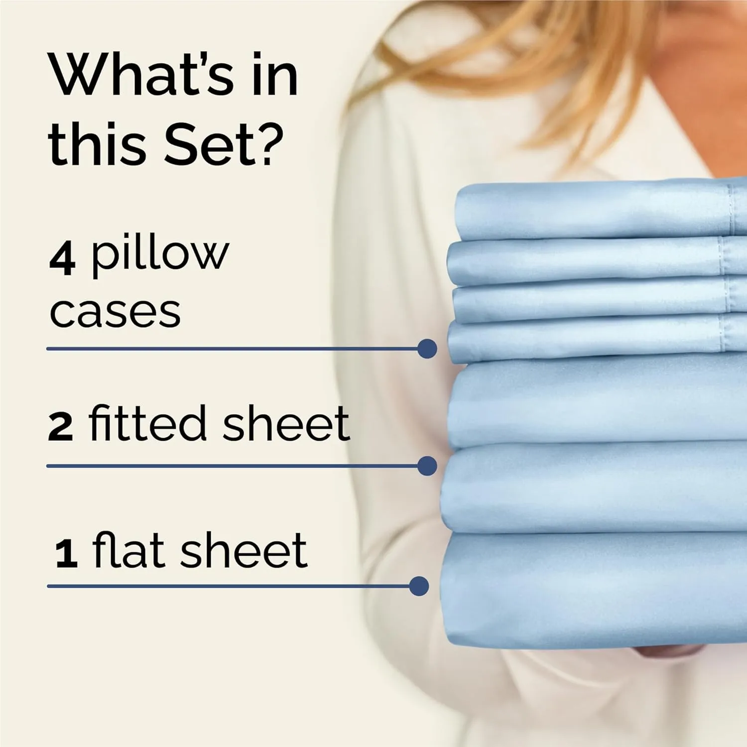 Split King 7 Piece Sheet Set - Breathable & Cooling - Hotel Luxury Bedding for Women, Men, Kids & Teens - 1 Flat & 2 Fitted Sheets & 4 Pillowcases w/ Deep Pockets - Soft and Wrinkle Free - Baby Blue