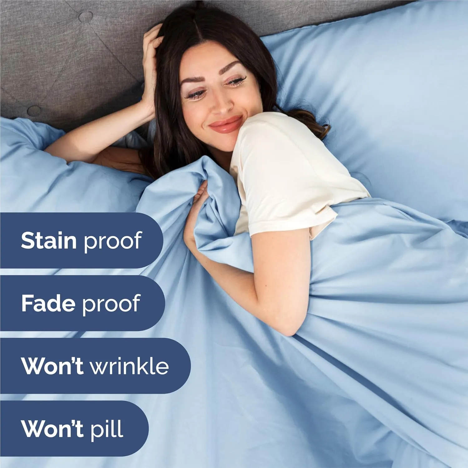 Split King 7 Piece Sheet Set - Breathable & Cooling - Hotel Luxury Bedding for Women, Men, Kids & Teens - 1 Flat & 2 Fitted Sheets & 4 Pillowcases w/ Deep Pockets - Soft and Wrinkle Free - Baby Blue