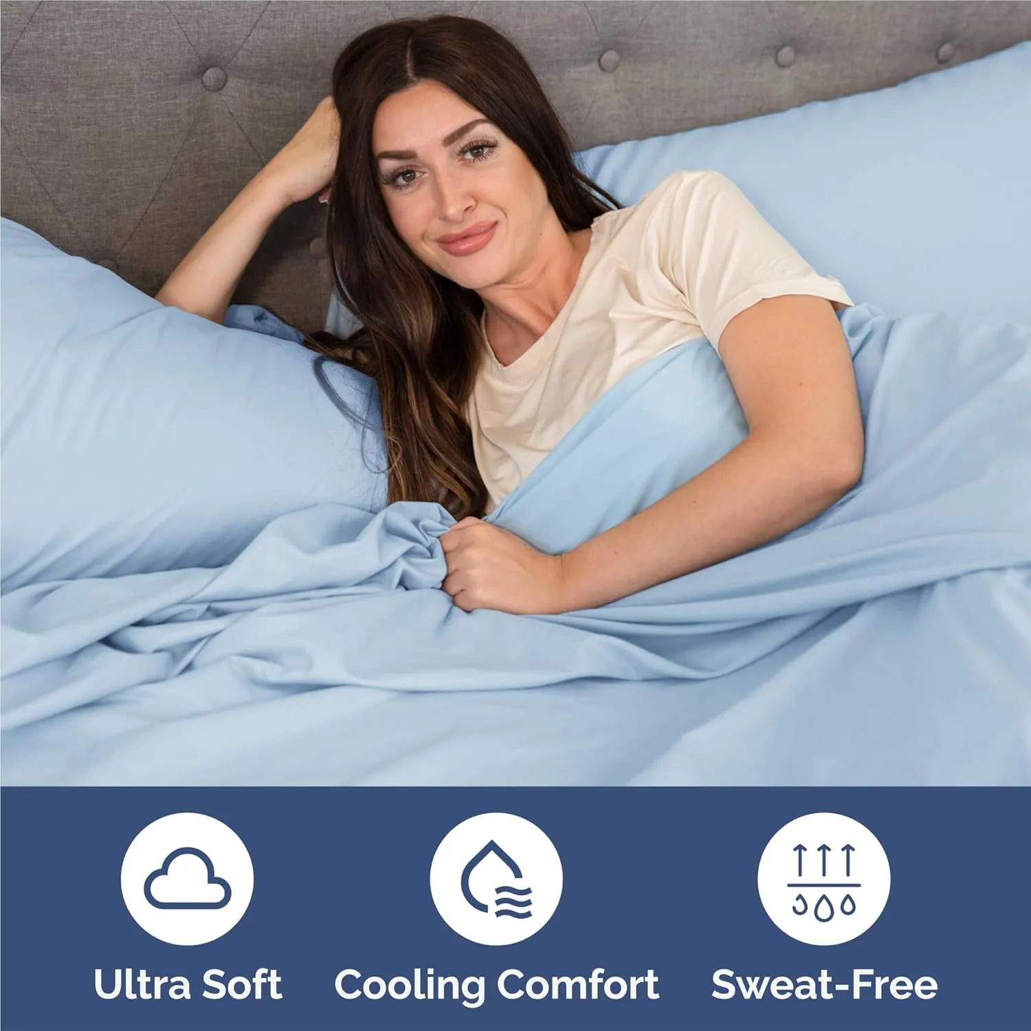 Split King 7 Piece Sheet Set - Breathable & Cooling - Hotel Luxury Bedding for Women, Men, Kids & Teens - 1 Flat & 2 Fitted Sheets & 4 Pillowcases w/ Deep Pockets - Soft and Wrinkle Free - Baby Blue
