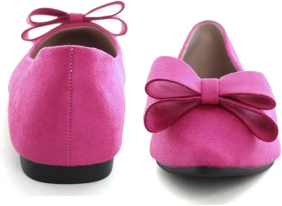 Stunner Womens Bowknot Flower Ballet Flats Pointed Toe Soft Dress Shoes