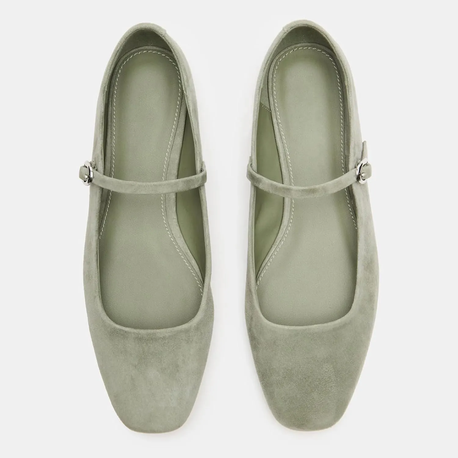 Suede Leather Ballet Flats Shoes for Women Cute Square Toe Slip On Mary Jane Flats Comfy Ballerina Flat Shoes Causal Daily Shoes with Strap